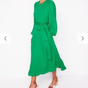 Boden Dress NWT 10 Blouson sleeve midi dress emerald green, stunning, current